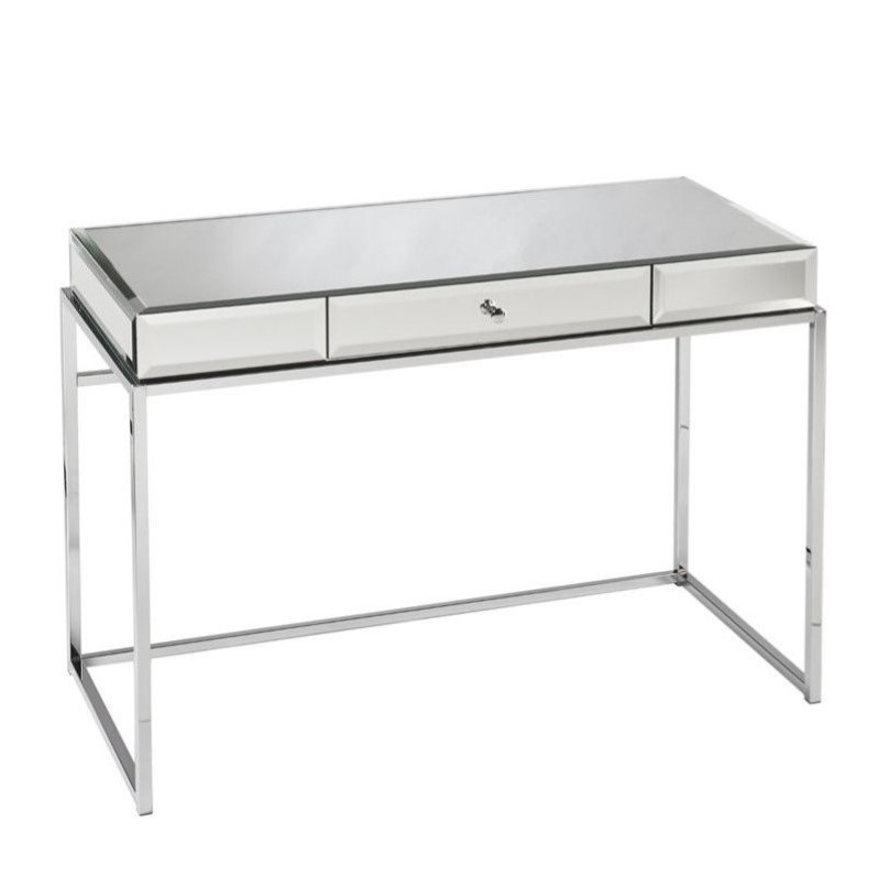 Southern Enterprises Dana Mirrored Desk With Drawer In Chrome Ho9274