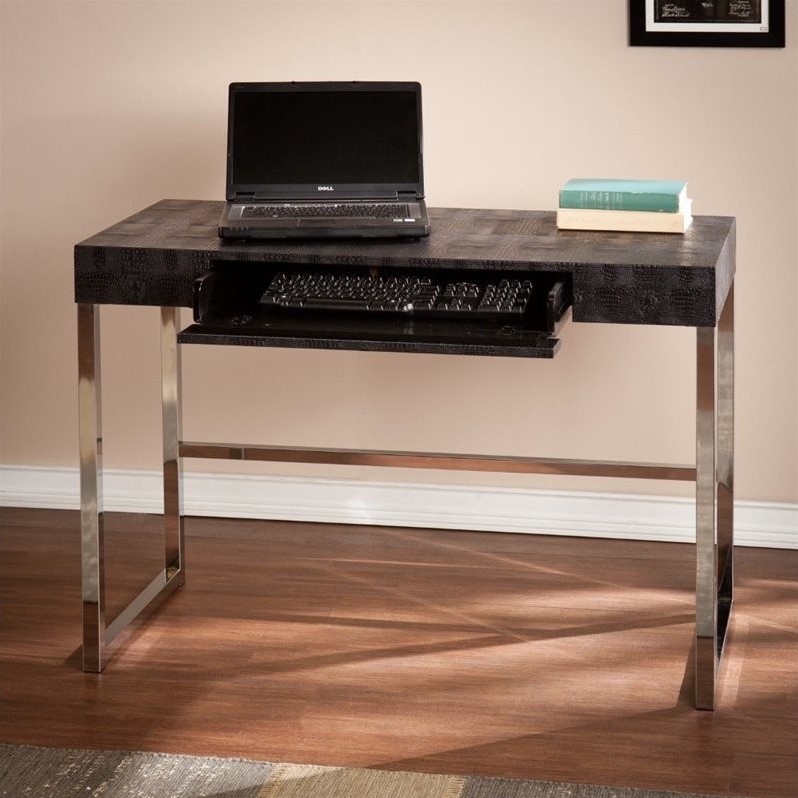 Southern Enterprises Vivienne Reptile Contemporary Desk in Black - HO9798