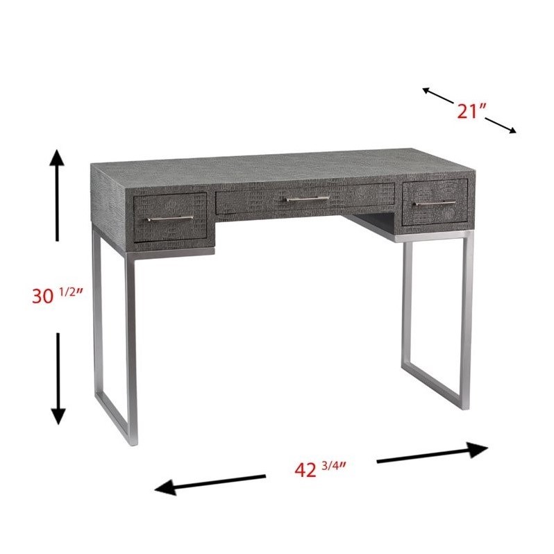 SEI Furniture Carabelle Reptile Desk in Gray