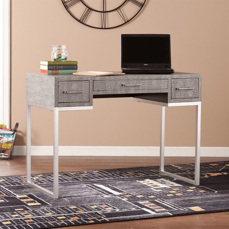SEI Furniture Carabelle Reptile Desk in Gray