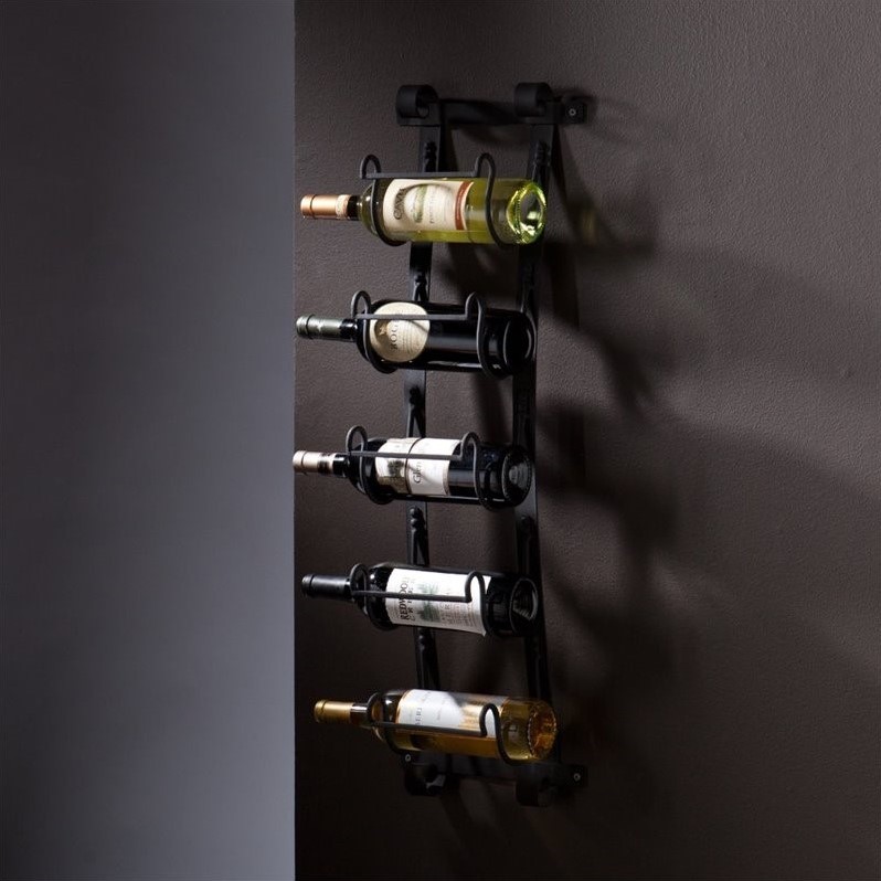 SEI Furniture Ancona Wall Mount Wine Rack in Wrought Iron