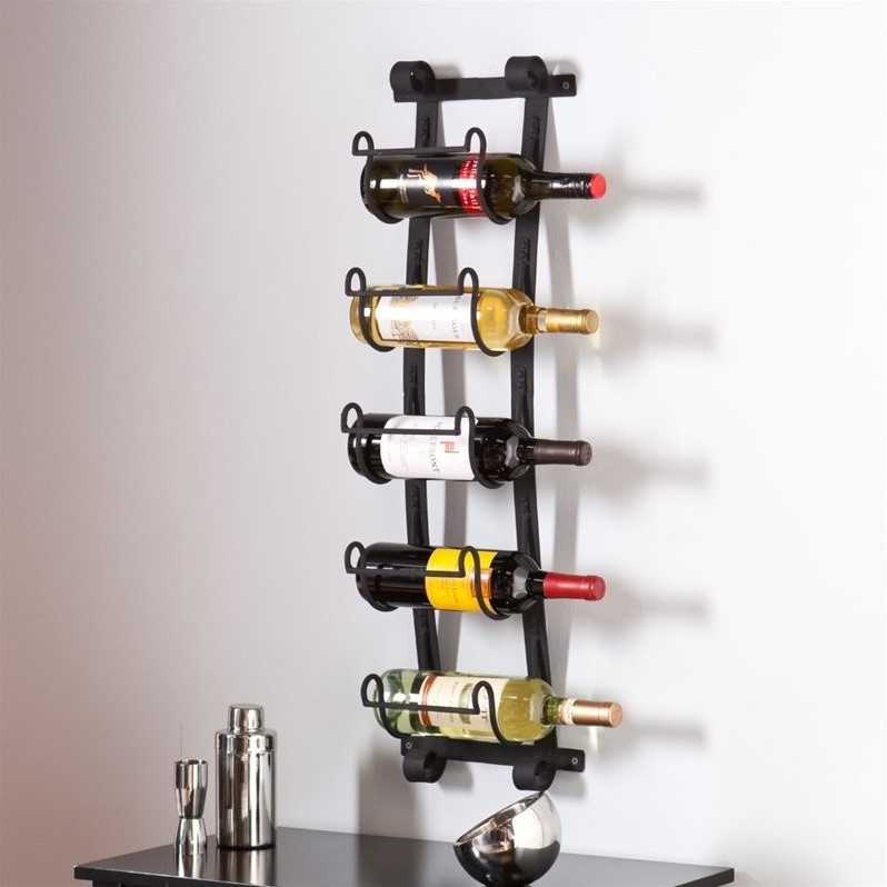 SEI Furniture Ancona Wall Mount Wine Rack in Wrought Iron