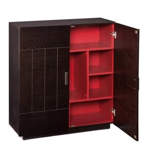 sei furniture marc home bar cabinet in ebony and red
