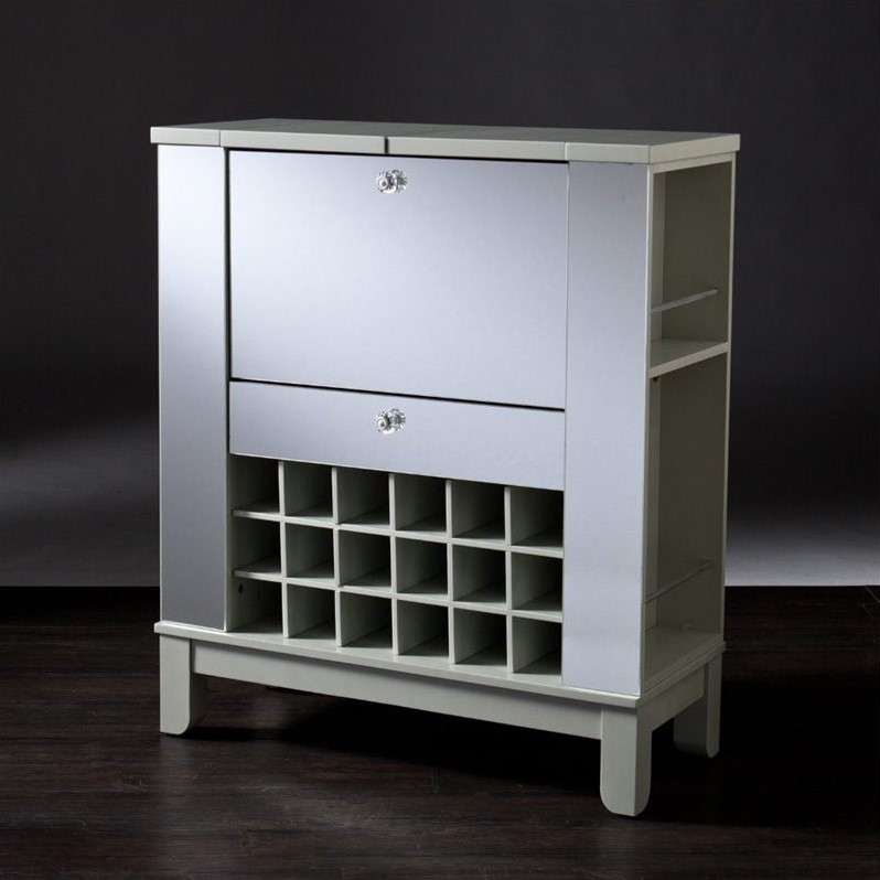 Southern Enterprises Mirage Mirrored Wine And Bar Cabinet In Silver
