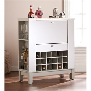 Southern Enterprises Mirage Mirrored Wine and Bar Cabinet in Silver