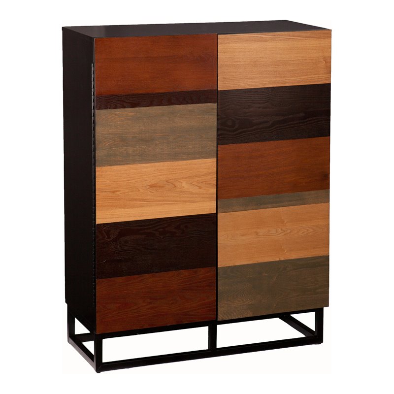 Southern Enterprises Harvey Bar Cabinet In Multi Tonal Wood And Black