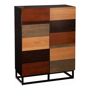 sei furniture harvey bar cabinet in multi-tonal wood and black