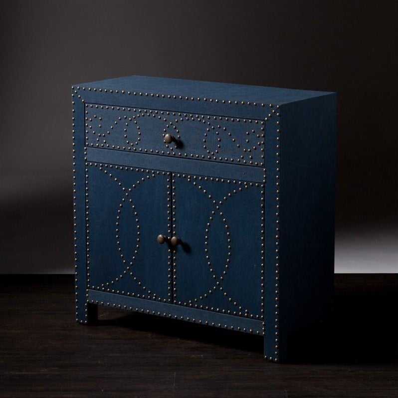 SEI Furniture Florian Double-Door Accent Chest in Soft Navy