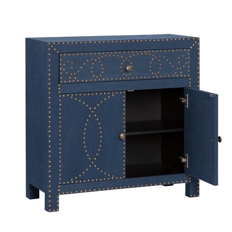 SEI Furniture Florian Double-Door Accent Chest in Soft Navy