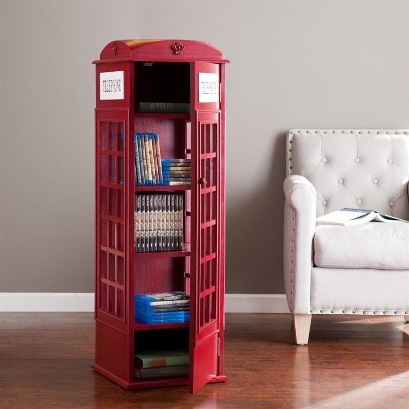 Southern Enterprises Phone Booth Storage in Red HZ7631