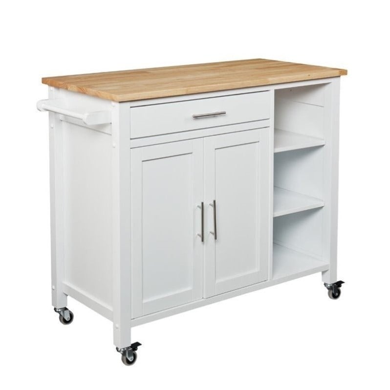 SEI Furniture Martinville Kitchen Cart in White | Cymax Business