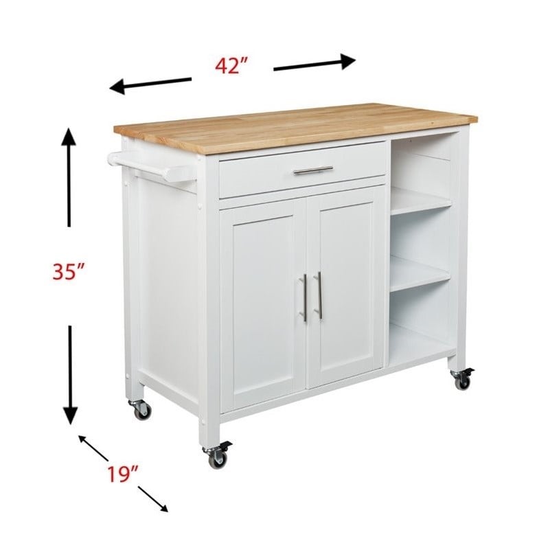 SEI Furniture Martinville Kitchen Cart in White