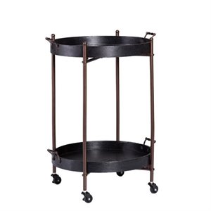 sei furniture alfred two-tier round butler table in black