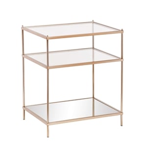 SEI Furniture Knox Glass Side Table in Metallic Gold