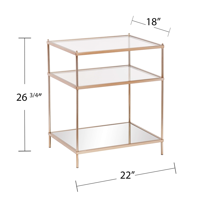 SEI Furniture Knox Glass Side Table in Metallic Gold