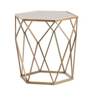 sei furniture joelle geometric accent end table in gold