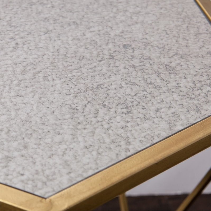 SEI Furniture Joelle Geometric Accent End Table in Gold
