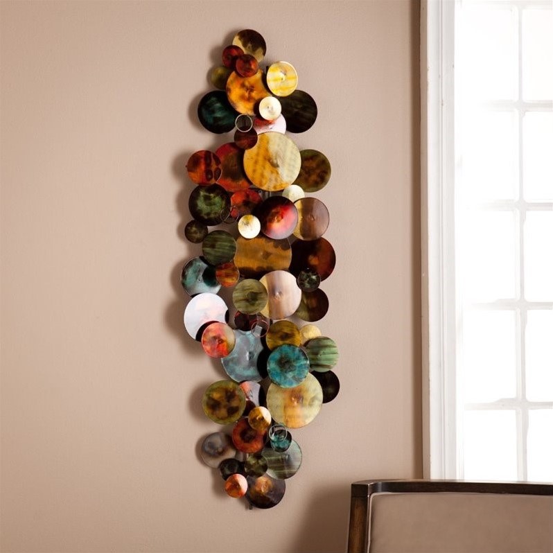 SEI Furniture Longavi Metal Wall Sculpture in Multi-Color Glaze