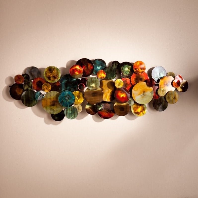 SEI Furniture Longavi Metal Wall Sculpture in Multi-Color Glaze