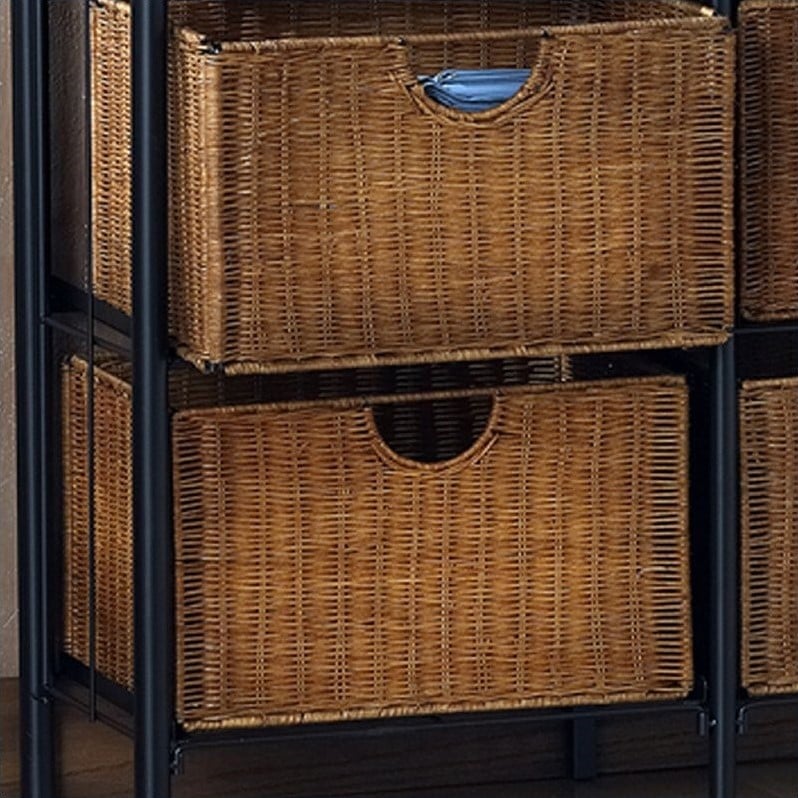 Southern Enterprises Lillian Iron/Wicker Storage Chest in Black OC1888