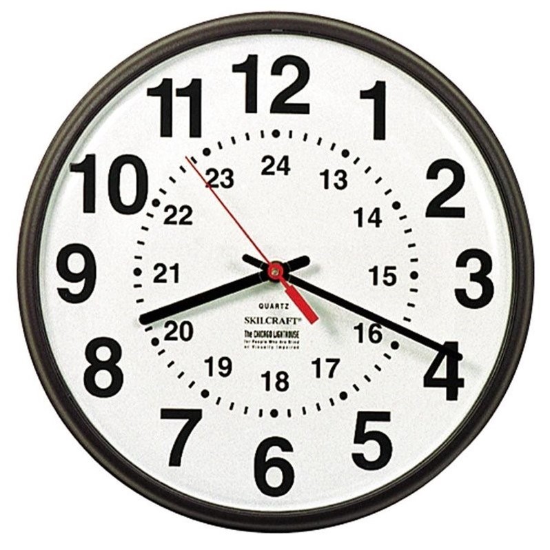 SKILCRAFT 12 24 Hour Slimline Round Wall Clock NSN3428199
