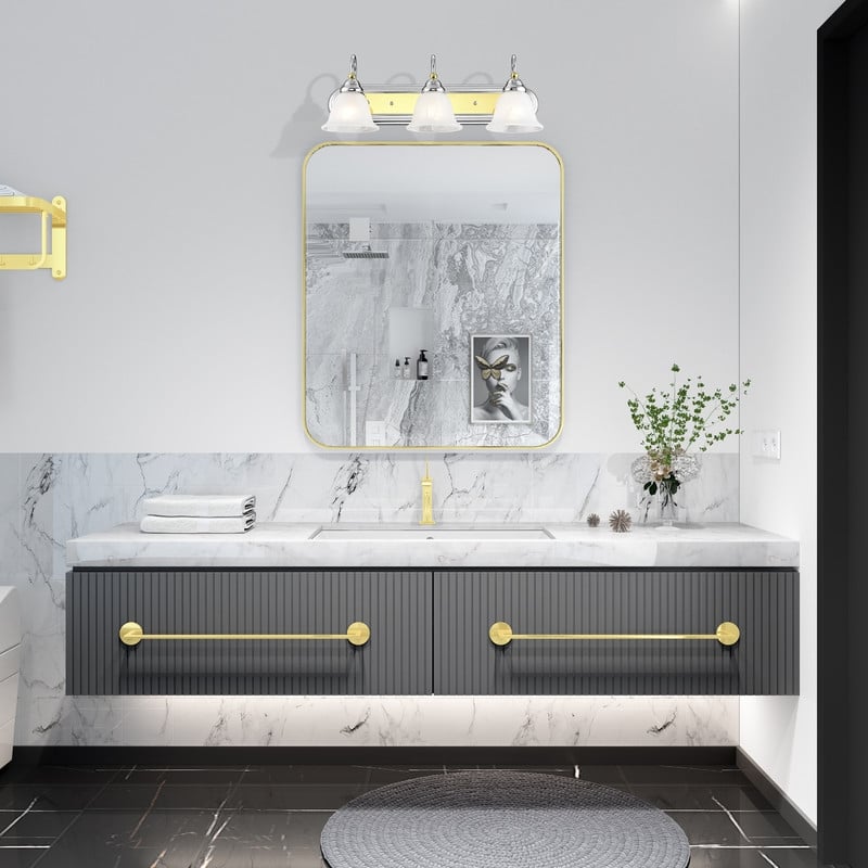 Livex Lighting Belmont 3 Bath Light in Multi-Color Chrome and Polished Brass