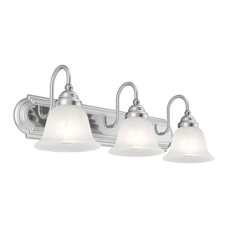 Livex Lighting Belmont 3 Bath Light in Brushed Nickel Finish with Chrome Insert