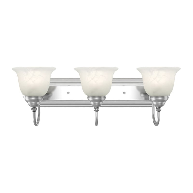 Livex Lighting Belmont 3 Bath Light in Brushed Nickel Finish with Chrome Insert
