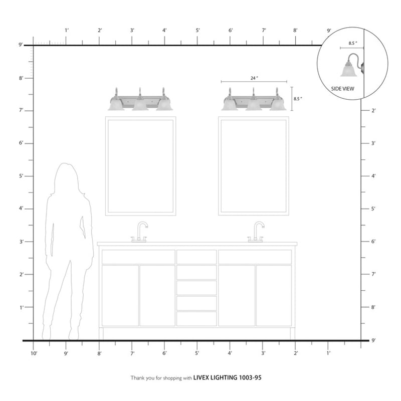 Livex Lighting Belmont 3 Bath Light in Brushed Nickel Finish with Chrome Insert