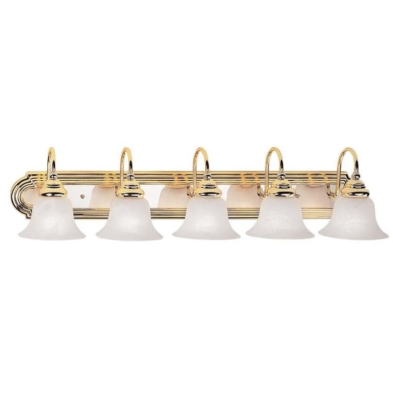 Livex Lighting Belmont 5 Bath Light in Polished Brass and Chrome