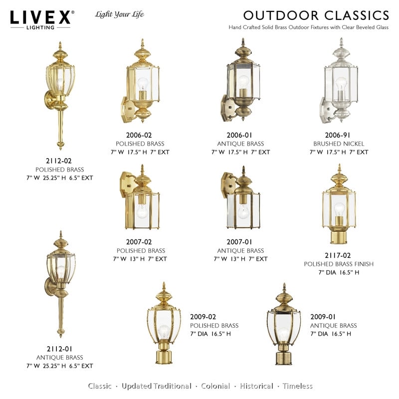 Livex Lighting Outdoor Classics 1 Light Antique Brass Outdoor Wall Lantern