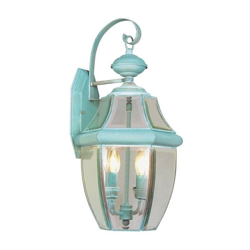 Livex Lighting Monterey 2 Light Outdoor Wall Lantern in Verdigris