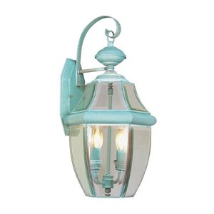 Livex Lighting Monterey 2 Light Outdoor Wall Lantern in Verdigris