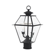 Livex Lighting Westover 2-Light Brass & Glass Outdoor Post Top Lantern in Black