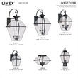 Livex Lighting Westover 3-Light Brass & Glass Outdoor Wall Lantern in Black