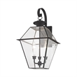 Livex Lighting Westover 3-Light Brass & Glass Outdoor Wall Lantern in Black