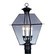 Livex Lighting Westover 3-Light Brass & Glass Outdoor Post Top Lantern in Black