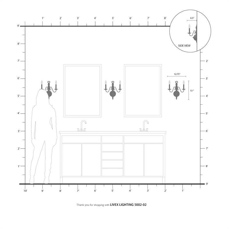 Livex Lighting Williamsburgh 2-Light Metal Wall Sconce in Polished Brass