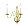 Livex Lighting Williamsburgh 2-Light Metal Wall Sconce in Polished Brass