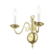 Livex Lighting Williamsburgh 2-Light Metal Wall Sconce in Polished Brass