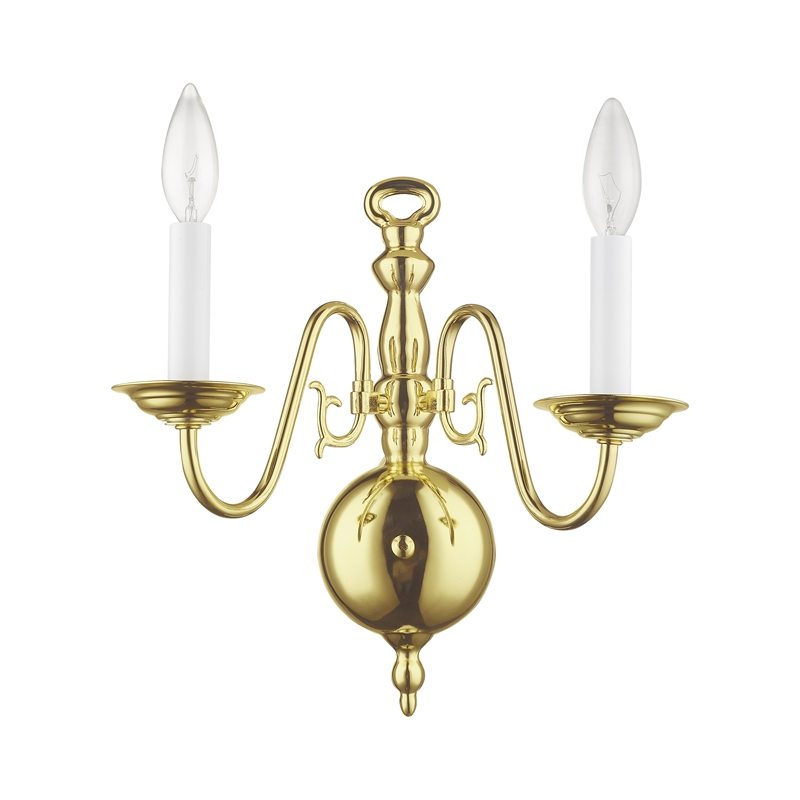 Livex Lighting Williamsburgh 2-Light Metal Wall Sconce in Polished Brass