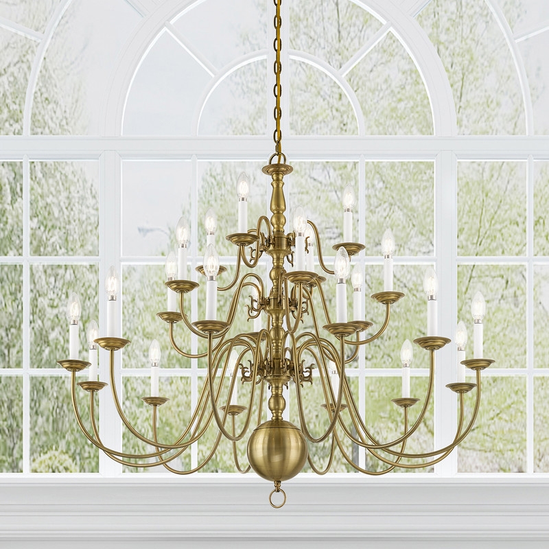 Livex Lighting Williamsburgh Chandelier in Antique Brass