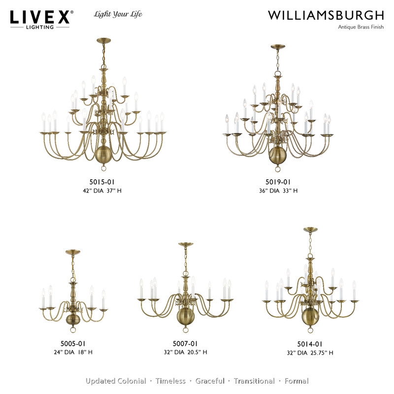 Livex Lighting Williamsburgh Chandelier in Antique Brass