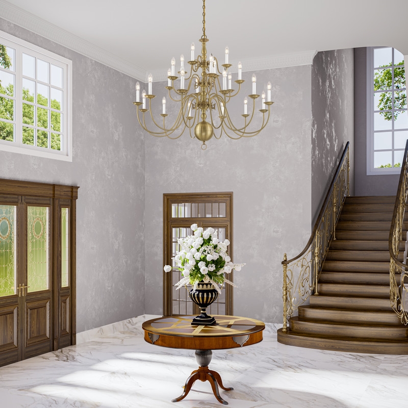 Livex Lighting Williamsburgh Chandelier in Antique Brass