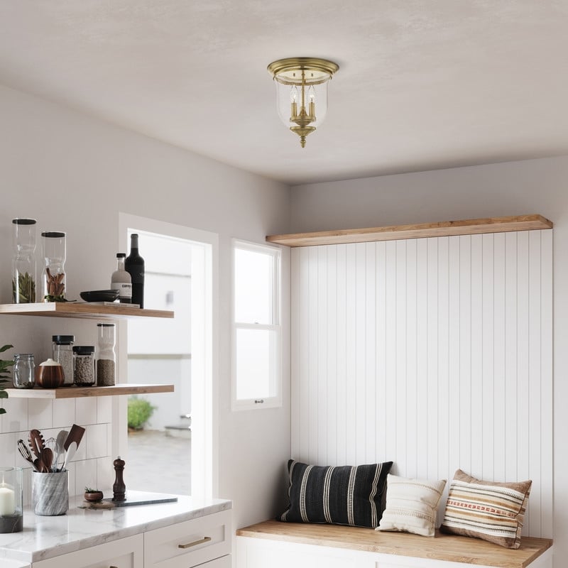 Livex Lighting Legacy 3 Light Antique Brass Ceiling Mount