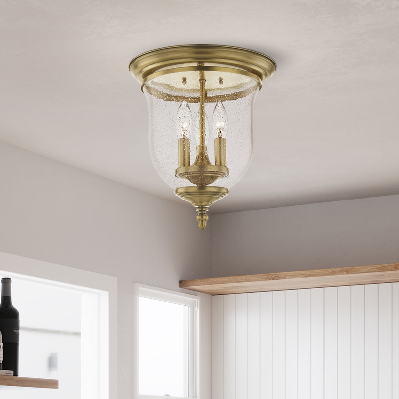 Livex Lighting Legacy 3 Light Antique Brass Ceiling Mount