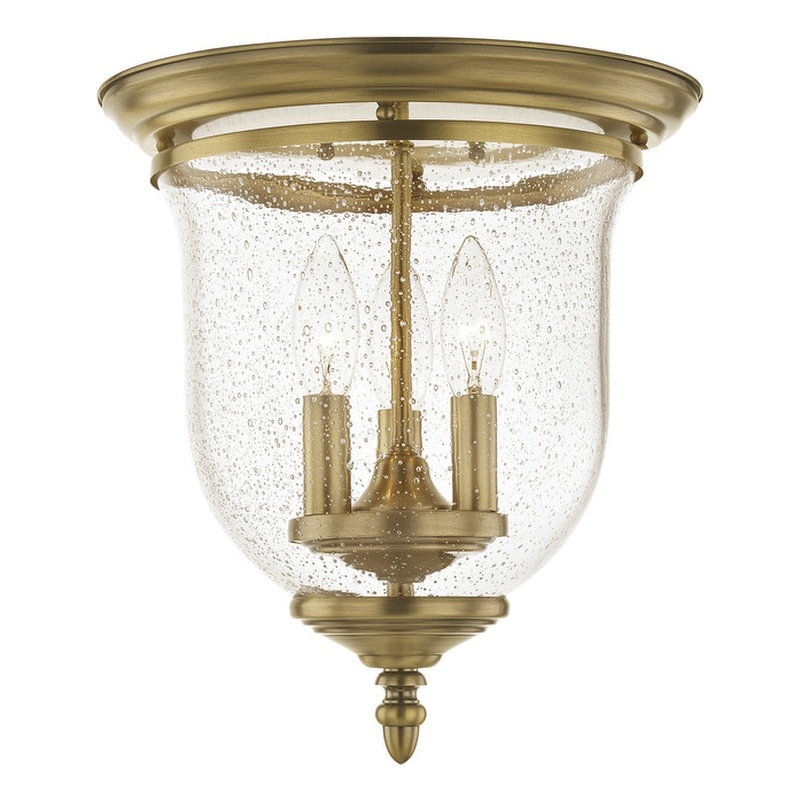 Livex Lighting Legacy 3 Light Antique Brass Ceiling Mount