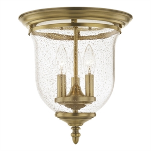Livex Lighting Legacy 3 Light Antique Brass Ceiling Mount