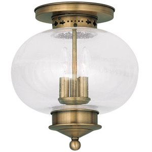 Livex Lighting Harbor Ceiling Mount in Antique Brass