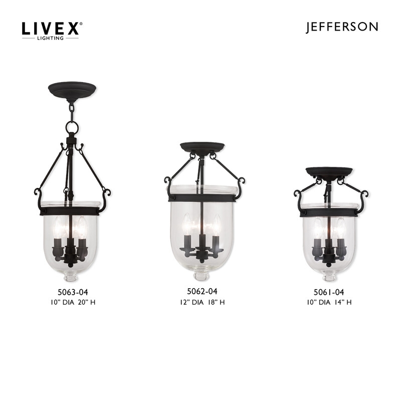 Livex Lighting Jefferson 3 Light Black Chain Lantern